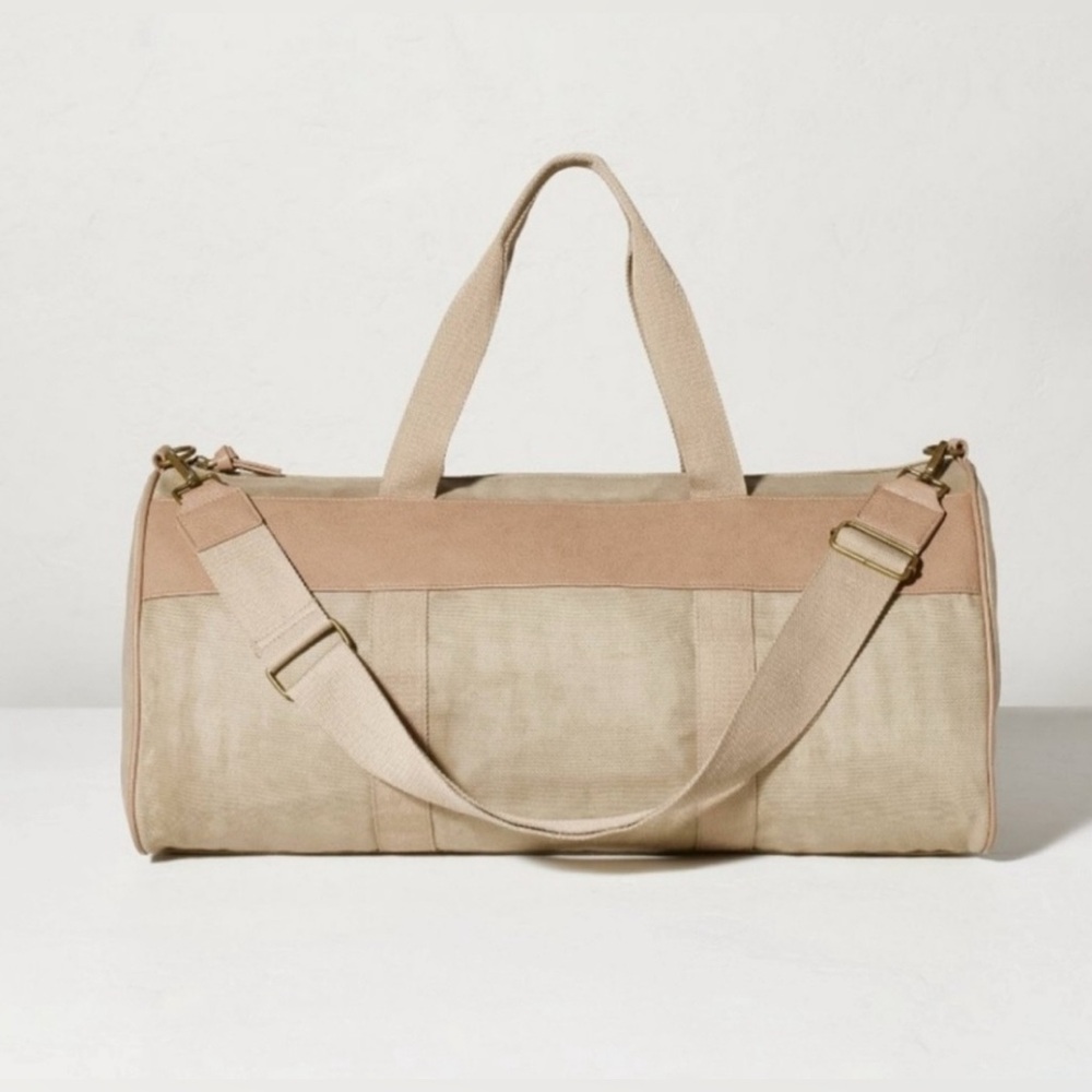 HEARTH & HAND with Magnolia Waxed Canvas Tan Duffel Travel Bag NWT